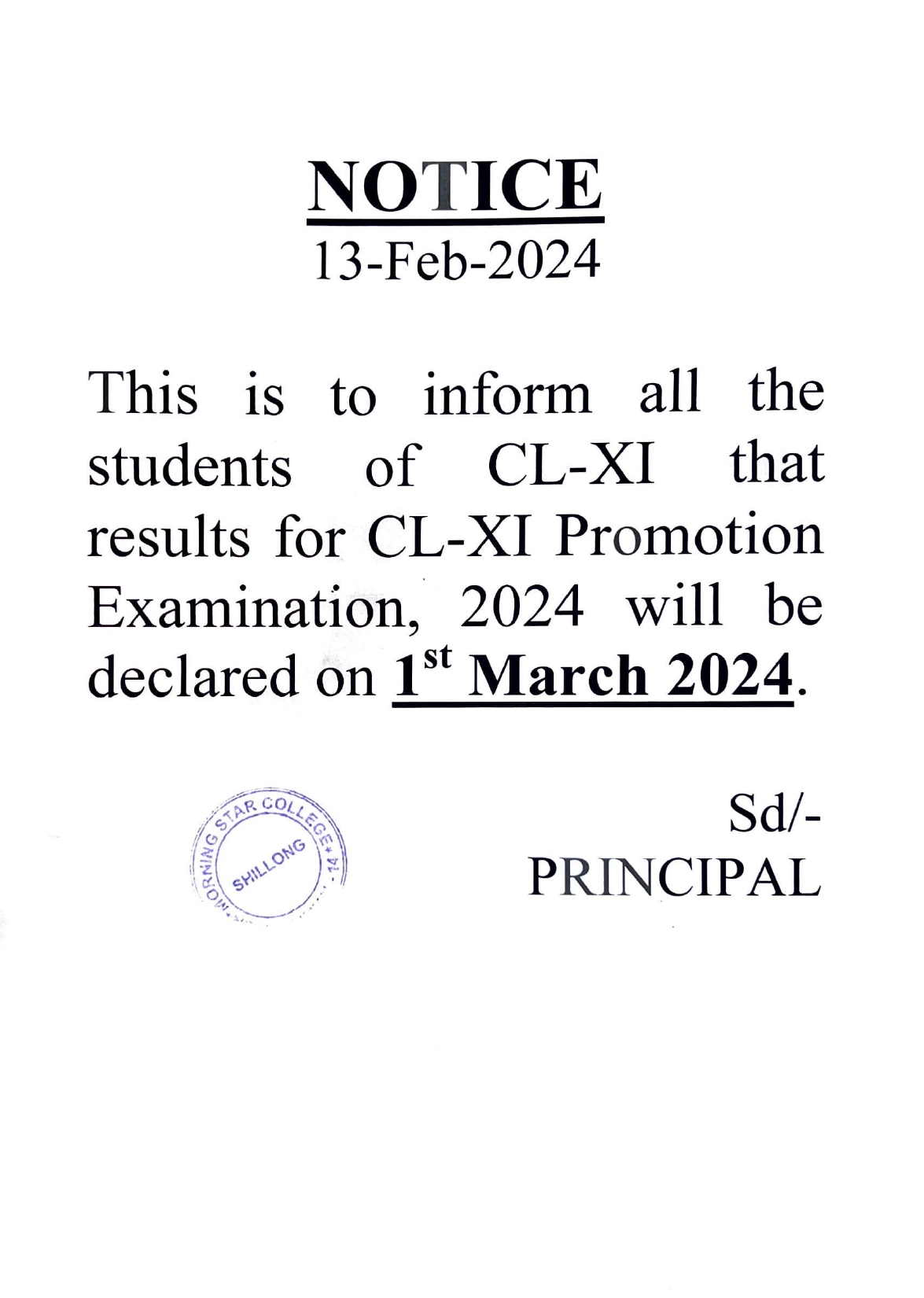 Promotion Examination, 2024